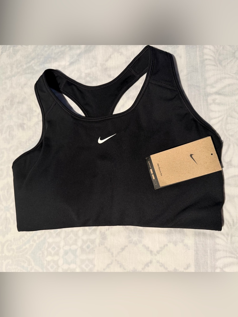 Nike Black Racerback Sports Bra with White Swoosh size XL